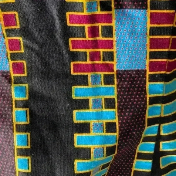 African Handmade Dress Women's Size 4 Sleeveless Fitted Geometric Multicolor - Picture 6 of 7